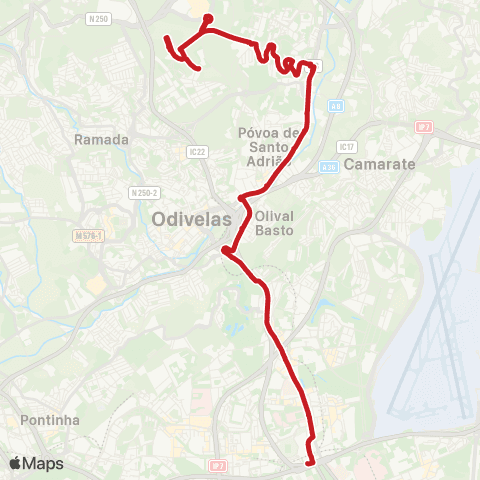 Carris Metropolitana Lisboa (Campo Grande) - Torres Da Bela Vista via Lumiar map