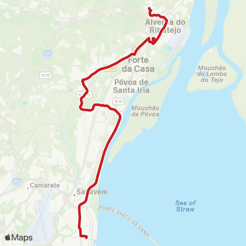 Carris Metropolitana Arcena - Lisboa (Estação Do Oriente) map