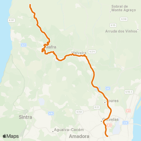 Carris Metropolitana Encarnação - Lisboa (C. Grande) map