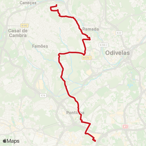 Carris Metropolitana Caneças (Bairro Monte Verde) - Lisboa (Colégio Militar) map