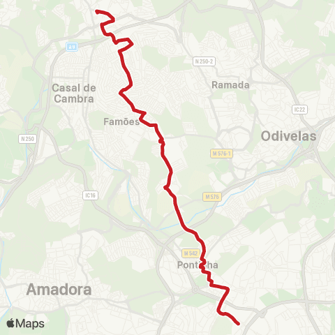 Carris Metropolitana Caneças - Lisboa (Colégio Militar) map
