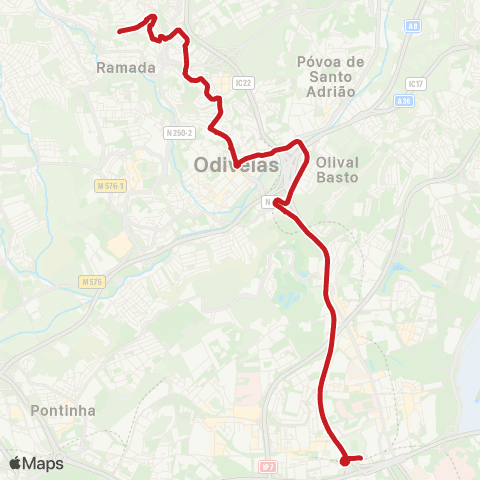 Carris Metropolitana Lisboa (Campo Grande) - Ramada (Bairro Bons Dias) map