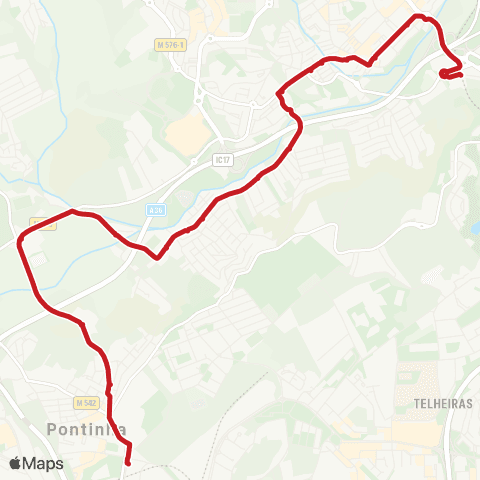 Carris Metropolitana Pontinha (Metro) - Senhor Roubado (Metro) via Serra Da Luz map
