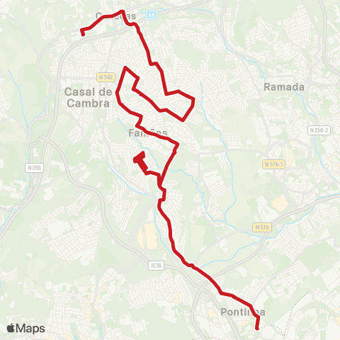 Carris Metropolitana Caneças (Escola Secundária) - Pontinha (Metro) via Casal Do Bispo E Vale Grande map