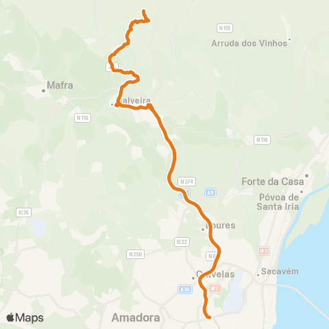 Carris Metropolitana Lisboa (C. Grande) - São Sebastião map