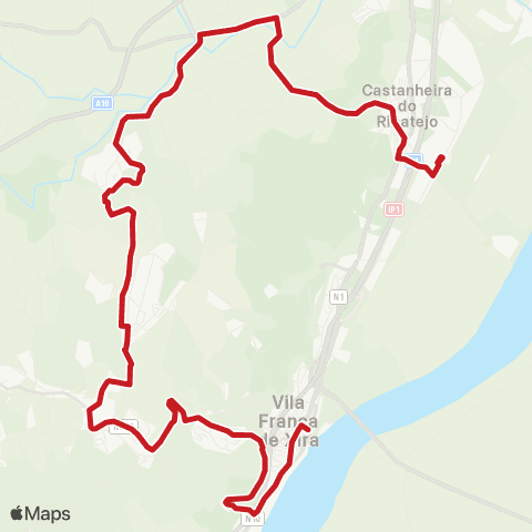 Carris Metropolitana Castanheira (Estação) - Vila Franca De Xira via Cachoeiras map