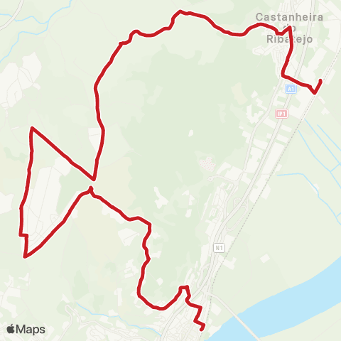 Carris Metropolitana Castanheira (Estação) - Vila Franca De Xira via Montegordo map