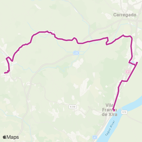 Carris Metropolitana Arruda Dos Vinhos - Vila Franca De Xira via Casais Da Granja map