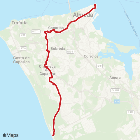 Carris Metropolitana Cacilhas (Terminal) - Fonte Da Telha map