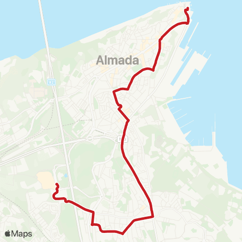 Carris Metropolitana Cacilhas (Terminal) - Feijó (Almada Forum) map