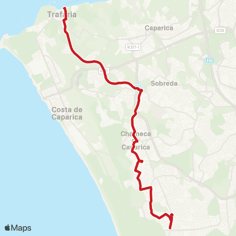 Carris Metropolitana Charneca De Caparica - Trafaria (Terminal) map