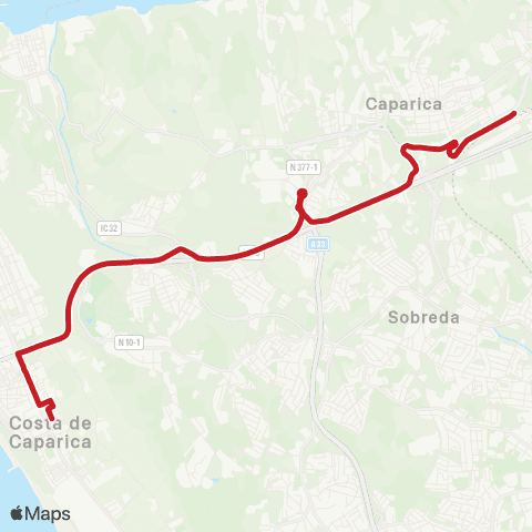 Carris Metropolitana Costa Da Caparica (Terminal) - Pragal (Estação) via Ic20 map