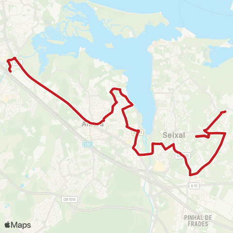 Carris Metropolitana Corroios (Estação) - Paio Pires (Centro) via Farinheiras map