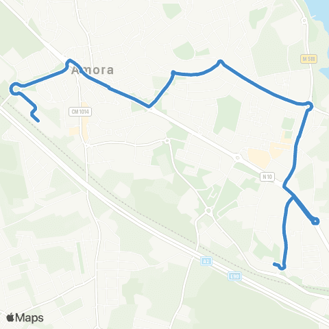 Carris Metropolitana Fogueteiro (Quinta Da Mata) - Foros De Amora (Estação) map