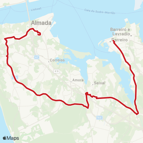 Carris Metropolitana Barreiro - Cova Da Piedade (Metro) map