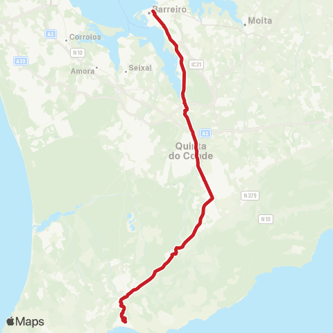 Carris Metropolitana Barreiro (Forum) - Sesimbra (Terminal) map