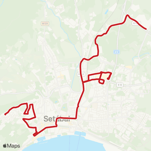 Carris Metropolitana Setúbal (Bairro Camolas) - Setúbal (Casal Figueiras) map