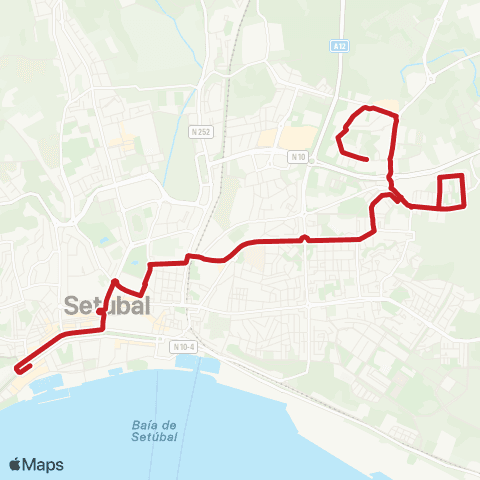 Carris Metropolitana Setúbal (Monte Belo Norte) - Setúbal (Saboaria) map