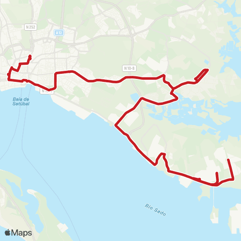 Carris Metropolitana Mitrena (Portucel) - Setúbal (Its) via Estrada Graça map