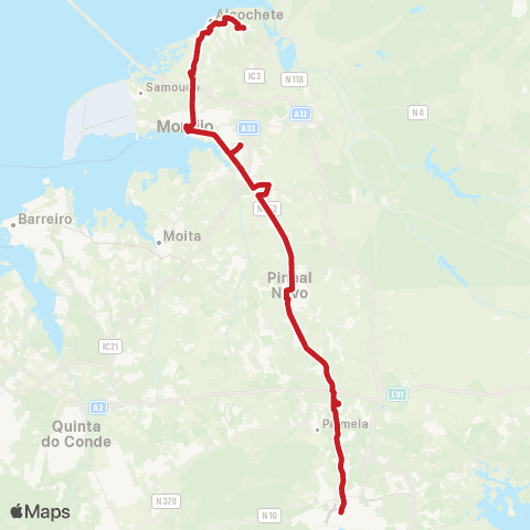 Carris Metropolitana Alcochete (Freeport) - Setúbal (Its) map