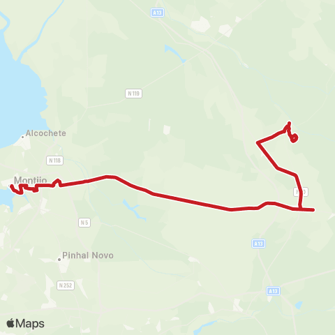 Carris Metropolitana Canha - Montijo (Terminal Rodoviário) via Pegões map