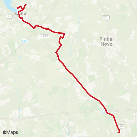 Carris Metropolitana Moita (Esc. Secundária) - Palmela (Terminal) map