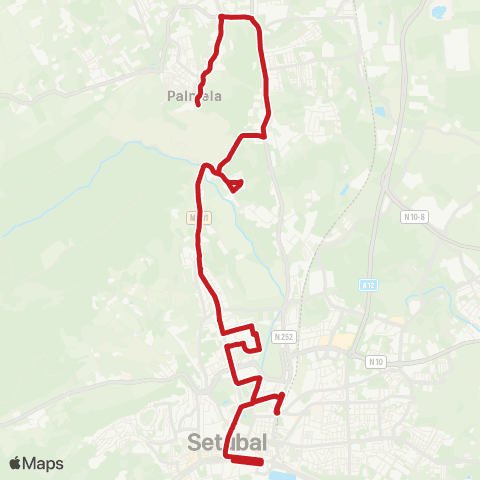 Carris Metropolitana Palmela (Alameda Nun'Álvares Pereira) - Setúbal (Av. Luísa Todi) map