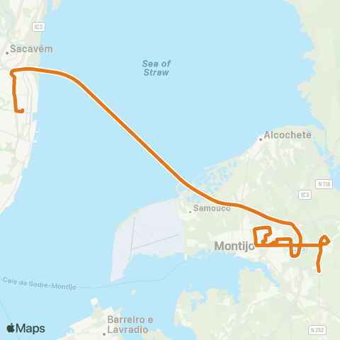 Carris Metropolitana Atalaia - Lisboa (Oriente) via B. Areias E B. Esteval map