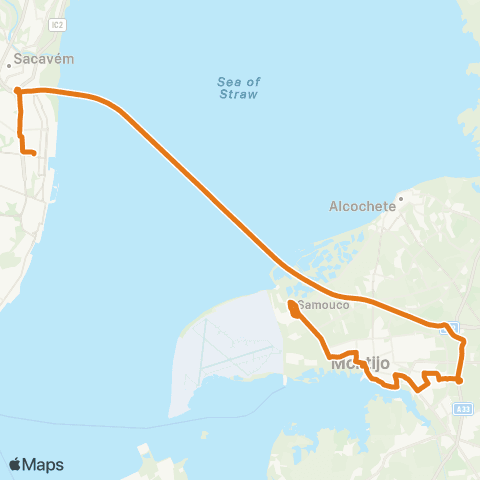 Carris Metropolitana Lisboa (Oriente) - Samouco map