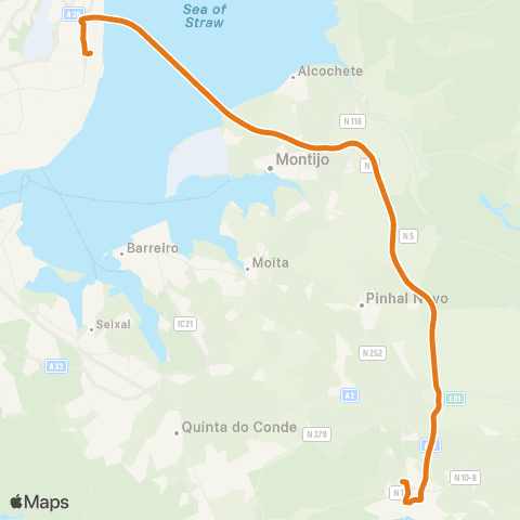 Carris Metropolitana Lisboa (Oriente) - Setúbal (Terminal Várzea) map