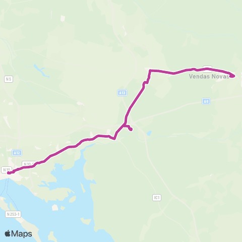 Carris Metropolitana Setúbal (Its) - Vendas Novas via Landeira map