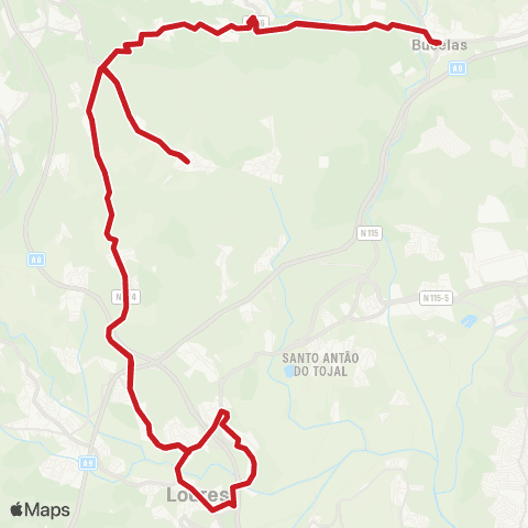 Carris Metropolitana Bucelas | Circular via Loures map