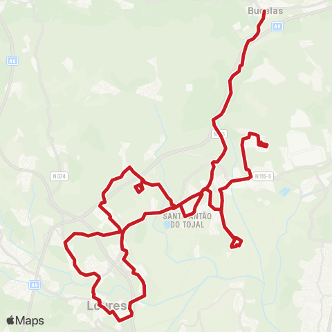 Carris Metropolitana Bucelas - Zambujal via Sete Casas E Loures map