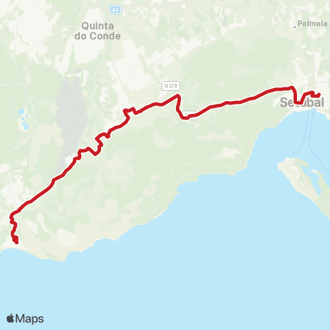 Carris Metropolitana Sesimbra (Terminal) - Setúbal (Hospital) map