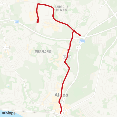 Carris Metropolitana Algés - Carnaxide (Parque Suécia) via Wtc map