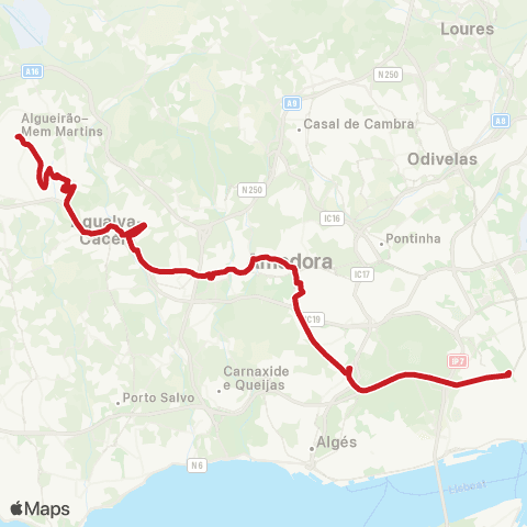 Carris Metropolitana Marquês De Pombal (Metro) - Algueirão-Mem Martins (Estação) map
