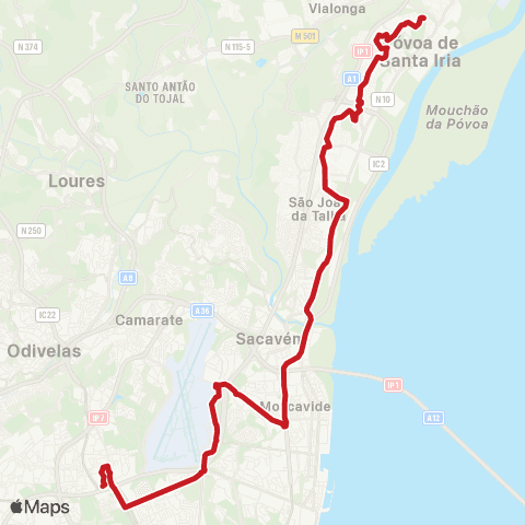 Carris Metropolitana Lisboa (Campo Grande) - Quinta Da Piedade map