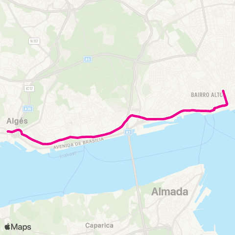 Carris Pç. Figueira - Algés map