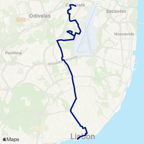 Carris Cais Sodré - Fetais map