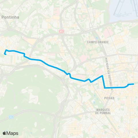Carris Alameda D. A. Henriques - Benfica map