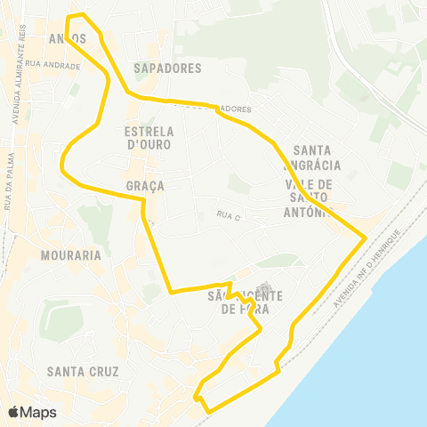 Carris Sapadores / circulação Sta. Apolónia map