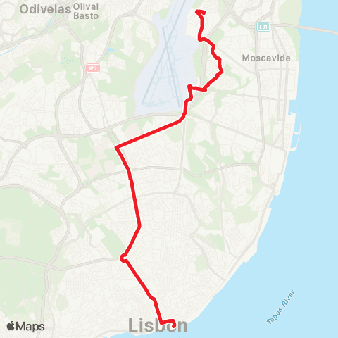 Carris Amoreiras - Prior Velho map