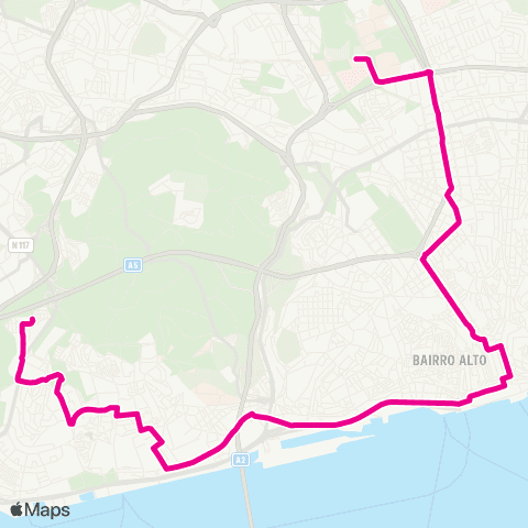 Carris Restelo - R. Tristão Vaz - Pç. Comércio map