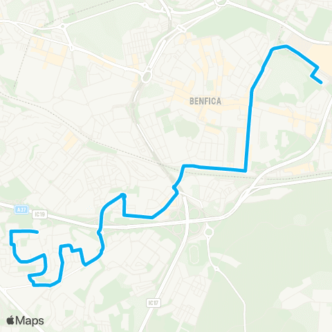 Carris Colégio Militar (Metro) - Alfragide Norte map