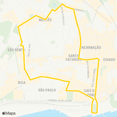 Carris Cais Sodré / circulação Príncipe Real map