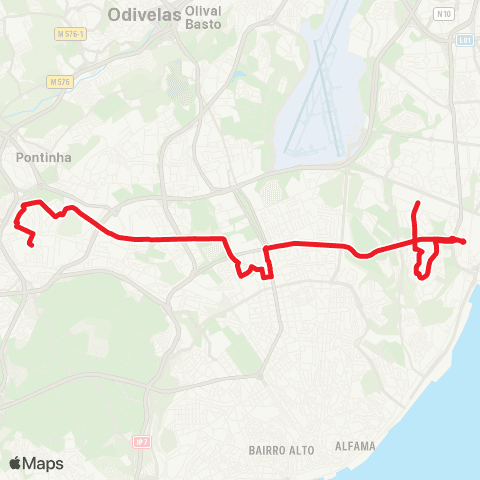 Carris ISEL - Benfica map