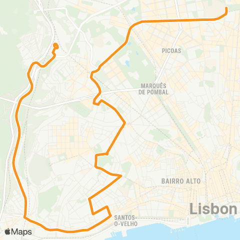 Carris Alameda D. A. Henriques - Estação Campolide map