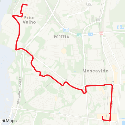 Carris Prior Velho - Estação Oriente map