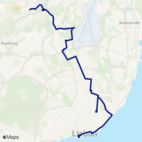 Carris Cais Sodré - Odivelas map