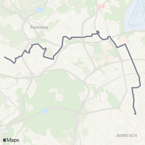 Carris Campo Mártires Pátria - Reboleira (Metro) map